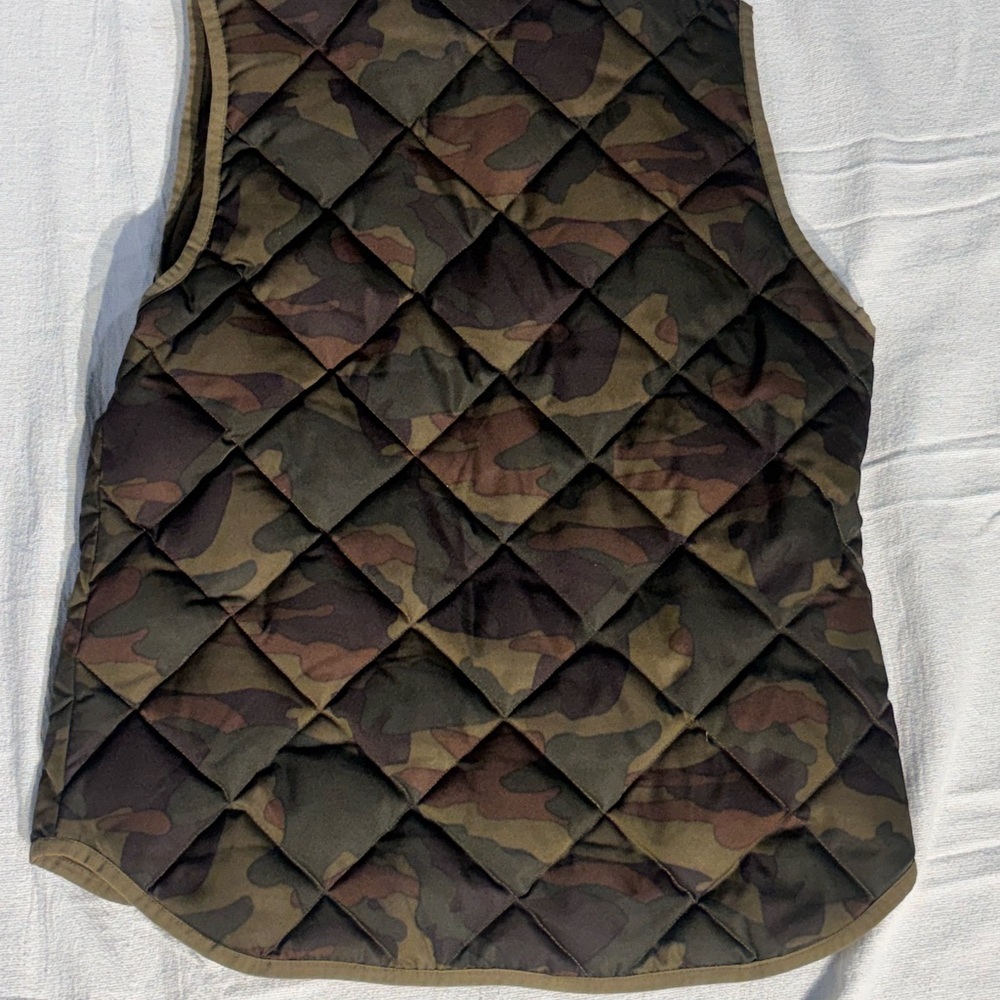 J.Crew Camo Quilted Down Puffer Vest Men’s‎ Small Green Zip Insulated Sleeveless - Picture 11 of 14